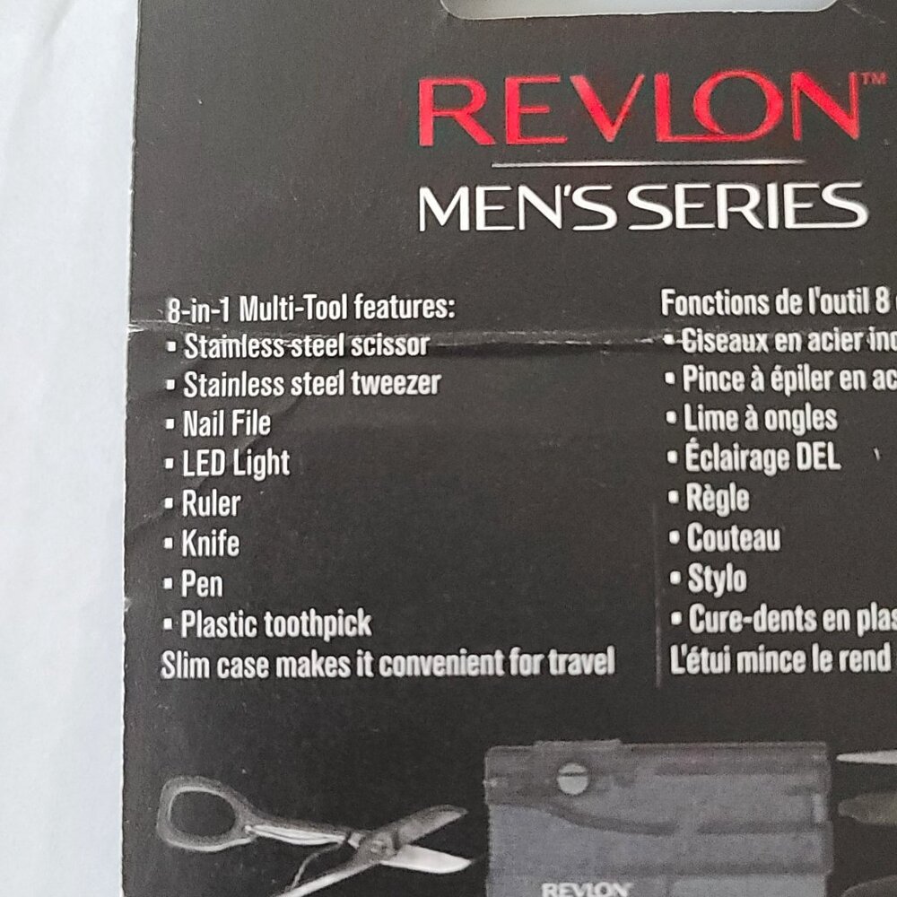 Revlon Mens Series 8 in 1 Multi Tool in Travel Case Scissor File Light Pen + NEW - Picture 4 of 8